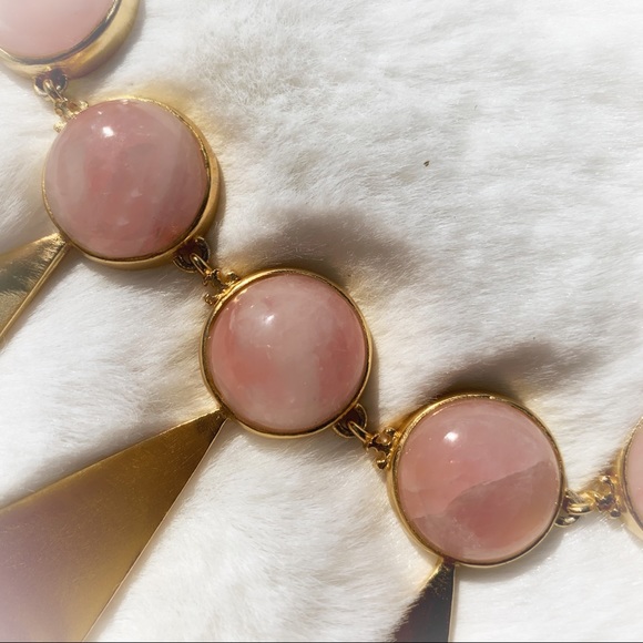 NWT Tory Burch Rose Quartz Bib Statement Necklace - Picture 6 of 10